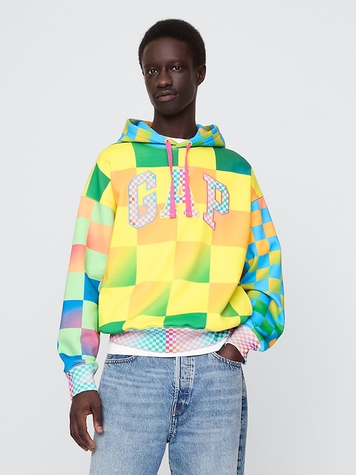 1 of 8 showing, with the color Rainbow checkered of product Gap × HFR Checkered Logo Hoodie by BruceGlen