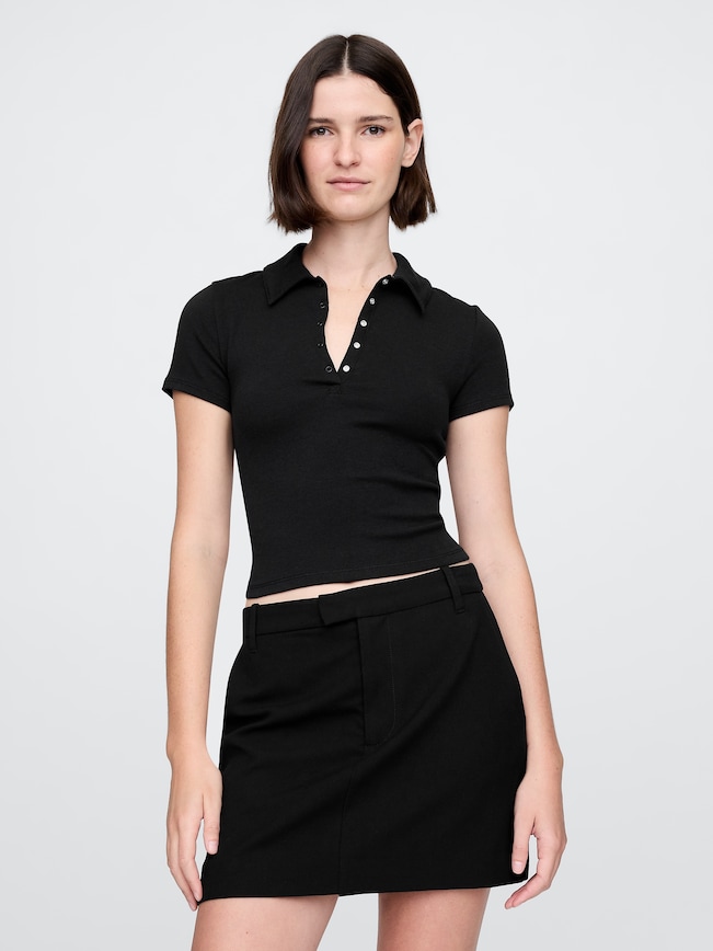 Modern Rib Cropped Polo Shirt