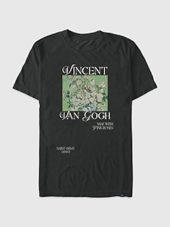 Van Gogh Pink Roses Oversized Graphic T-Shirt