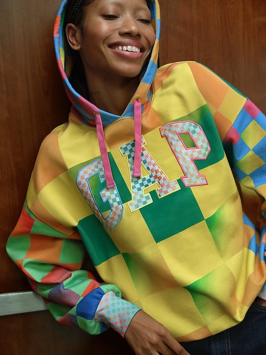 8 of 8 showing, with the color Rainbow checkered of product Gap × HFR Checkered Logo Hoodie by BruceGlen