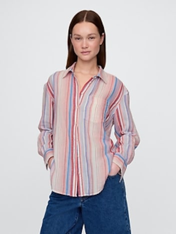 Cotton Gauze Button-Down Shirt
