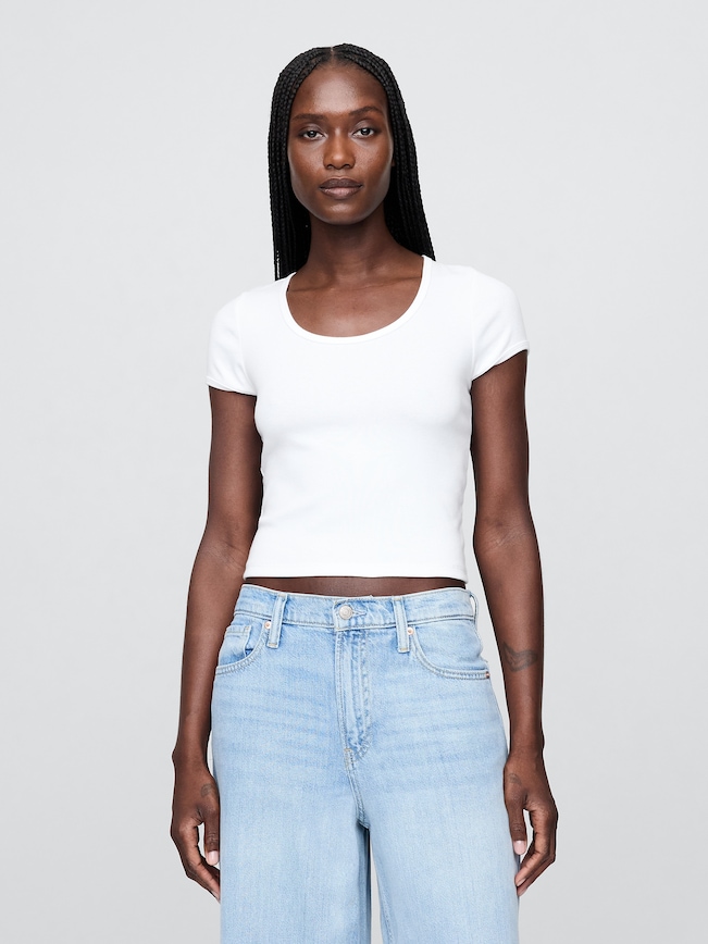 Modern Cropped Cap-Sleeve T-Shirt